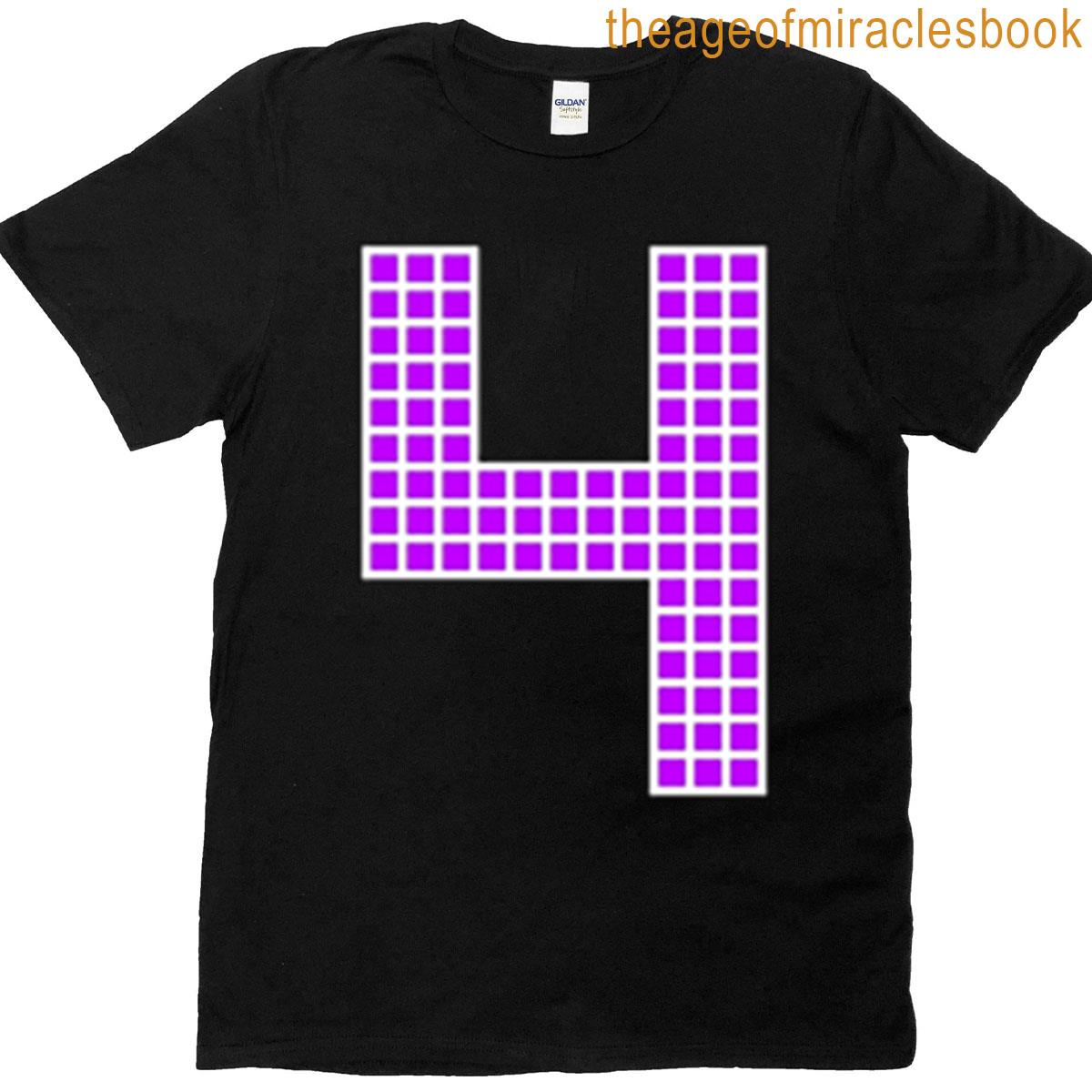 Number 4 – Purple Pixel Block Character T-shirt