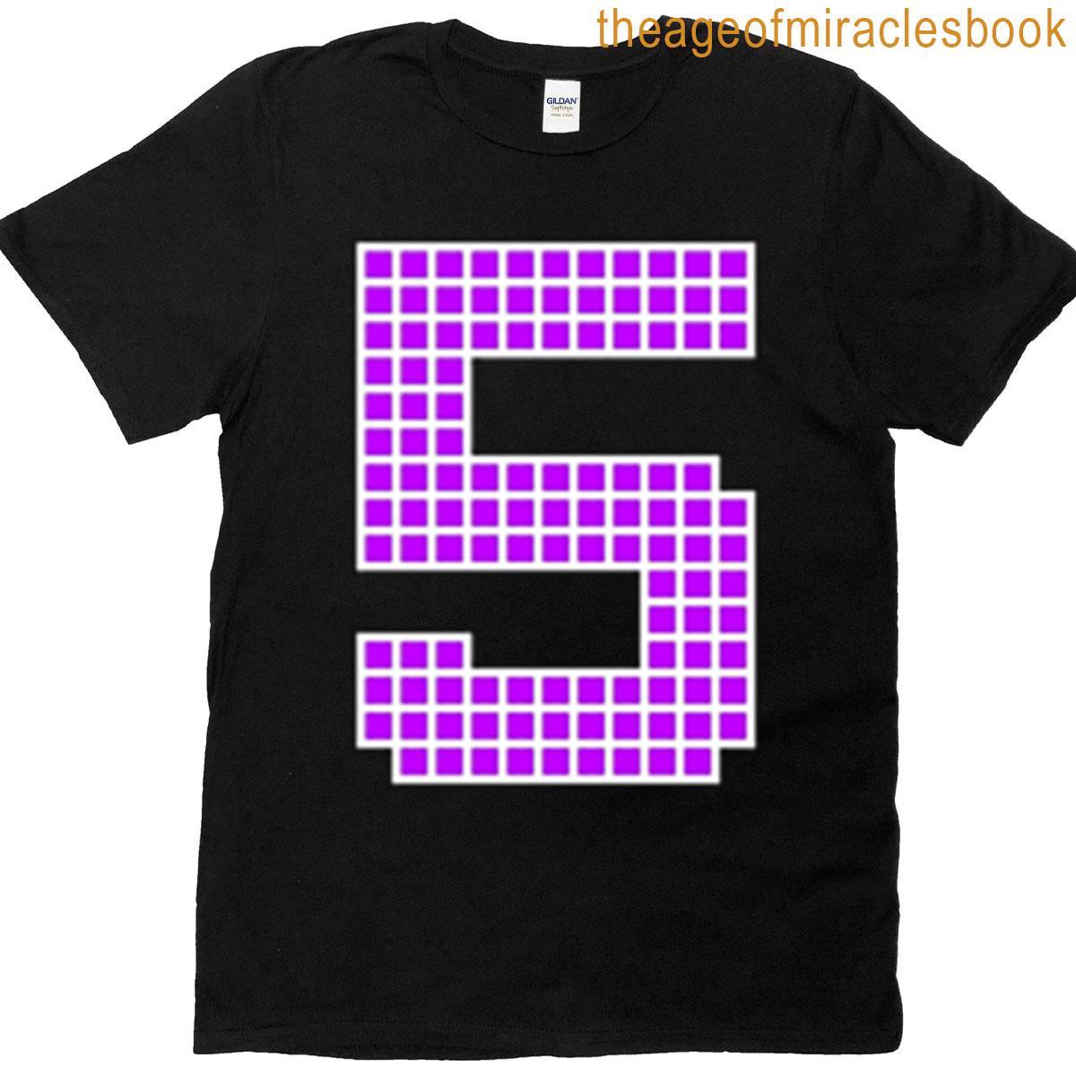 Number 5 – Purple Pixel Block Character T-shirt