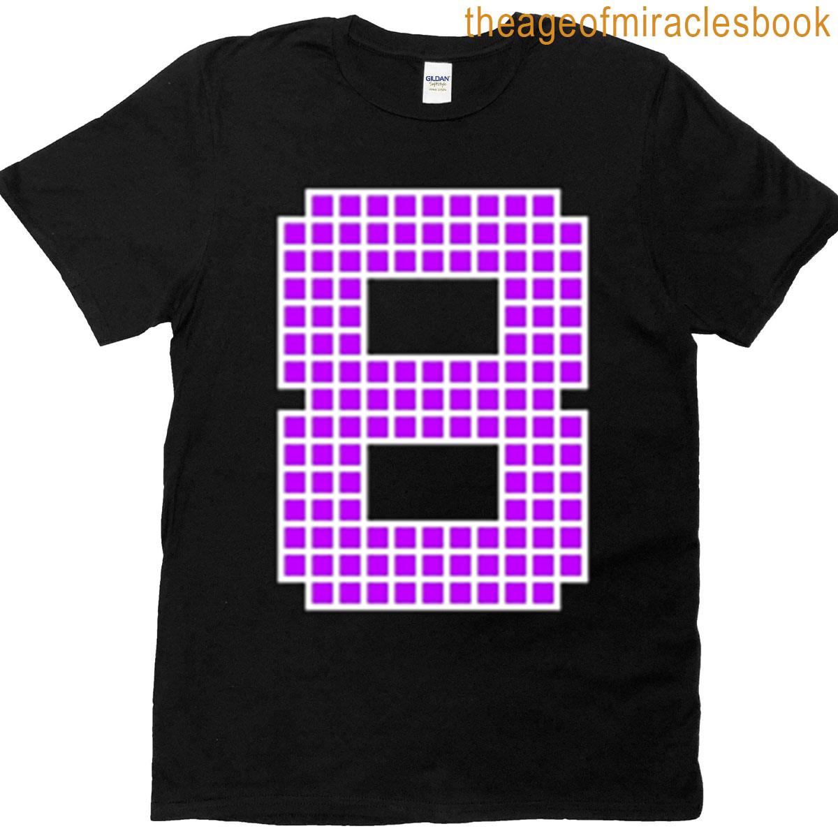 Number 8 – Purple Pixel Block Character T-shirt