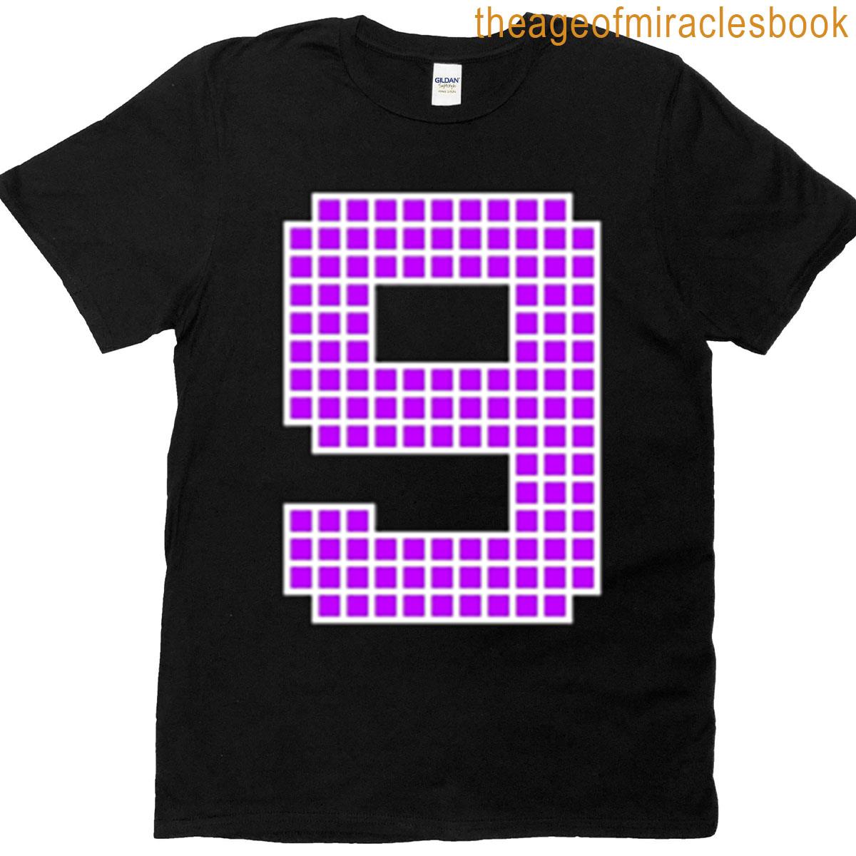 Number 9 – Purple Pixel Block Character T-shirt