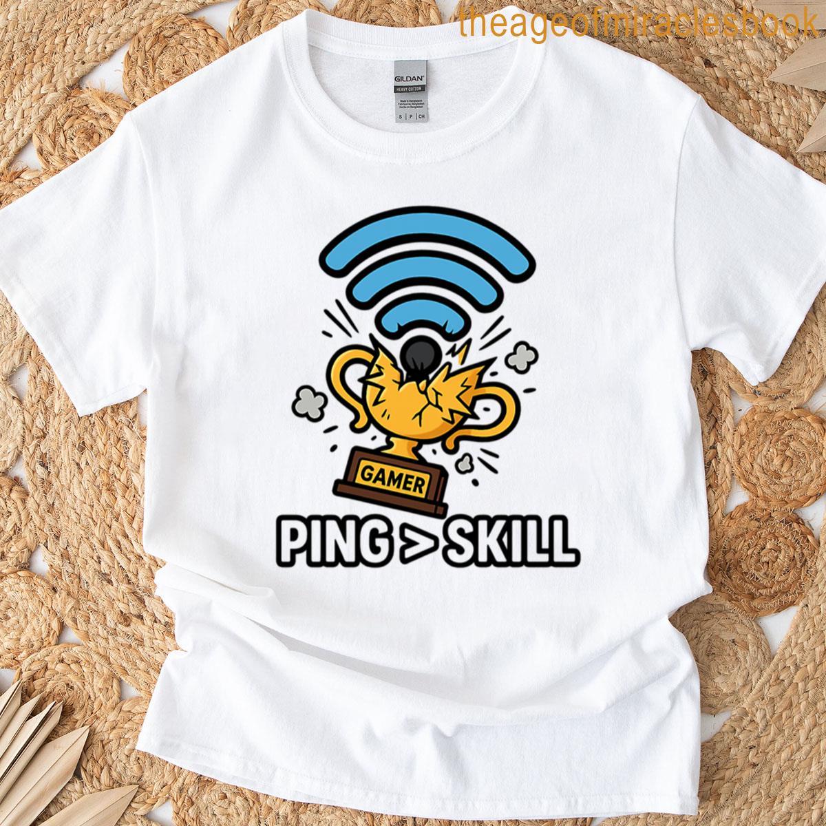 Ping Greater Than Skill Funny Lag Gamer Oversized T-shirt