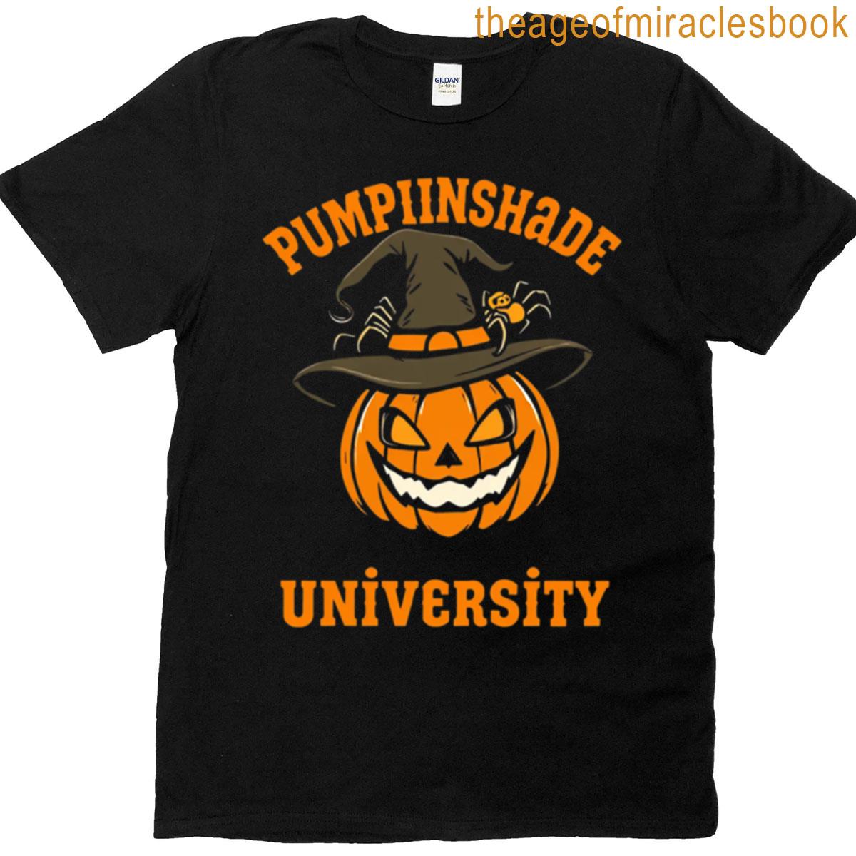 Pumpkinshade University Halloween Mascot Logo T-shirt
