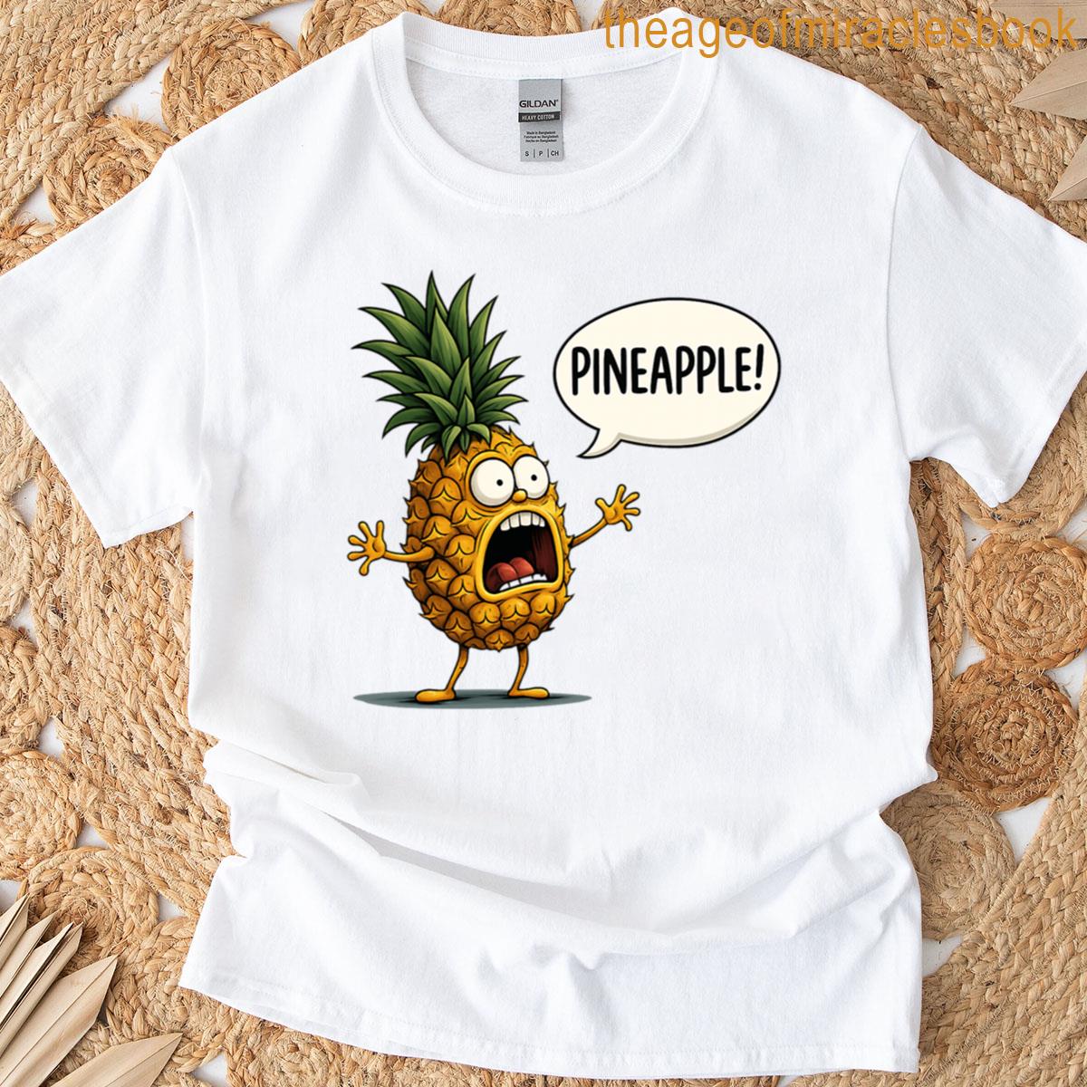 Screaming Pineapple Cartoon Funny Fruit Character Design T-shirt
