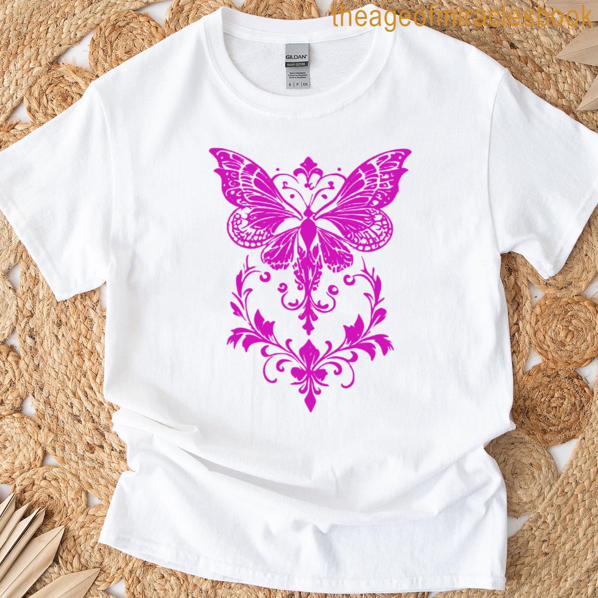 Vintage Antique Pink Butterfly T-shirt