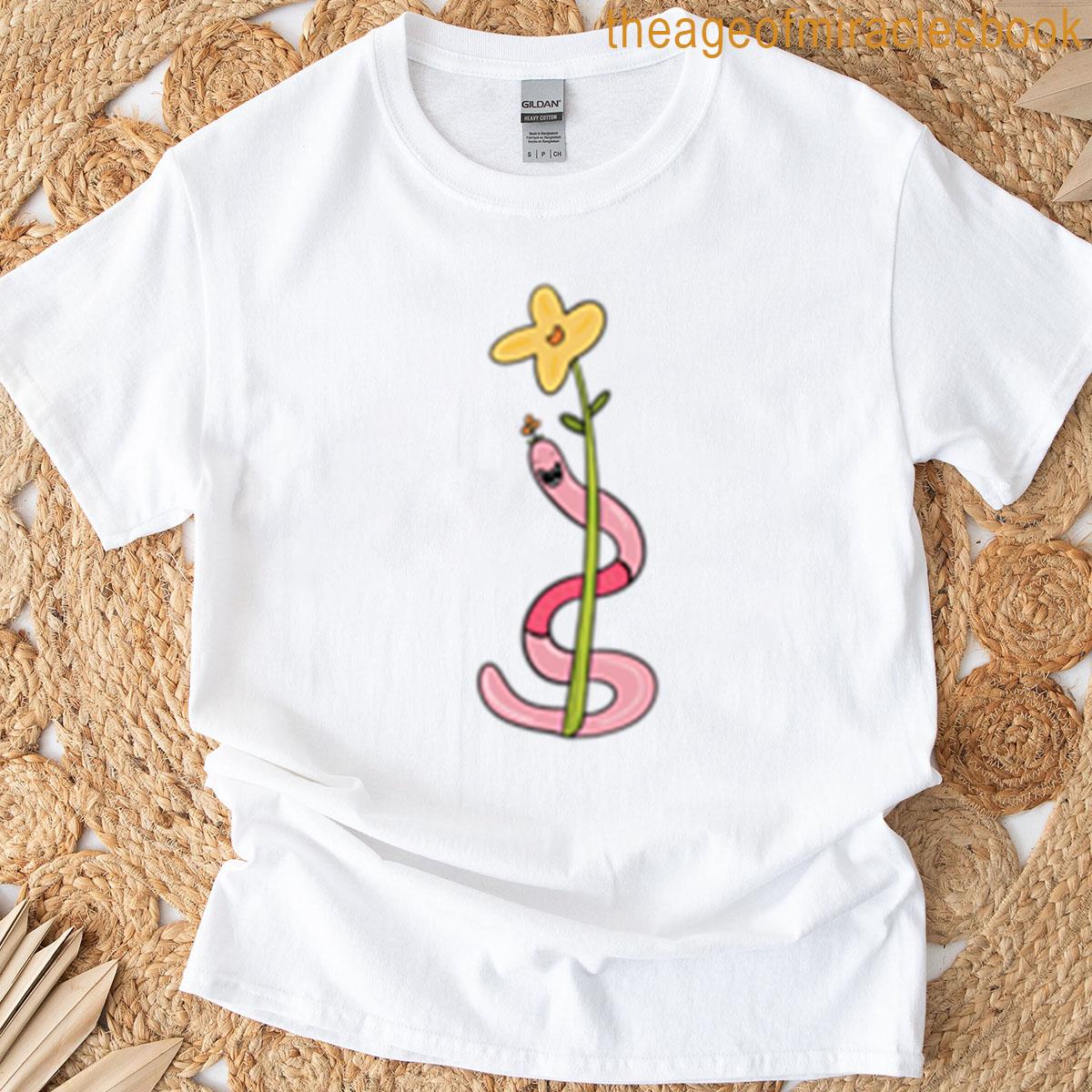 Cute Worm Wrapped Around A Buttercup T-shirt