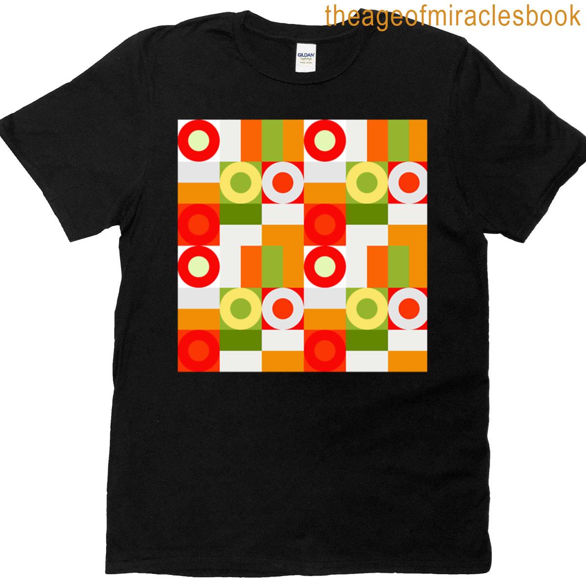 Geometric Pattern In Orange Yellow Red And Green T-shirt