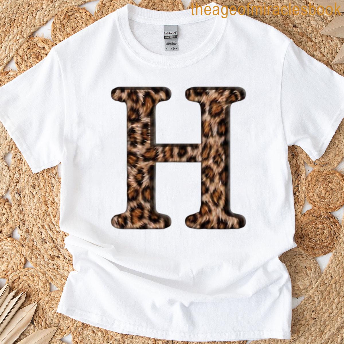 Letter H Leopard Print T-shirt