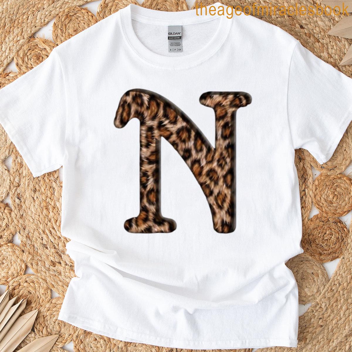 Letter N Leopard Print T-shirt