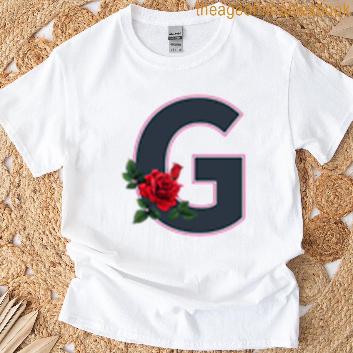 Rose Initial G Letter Design Romantic Gift T-shirt