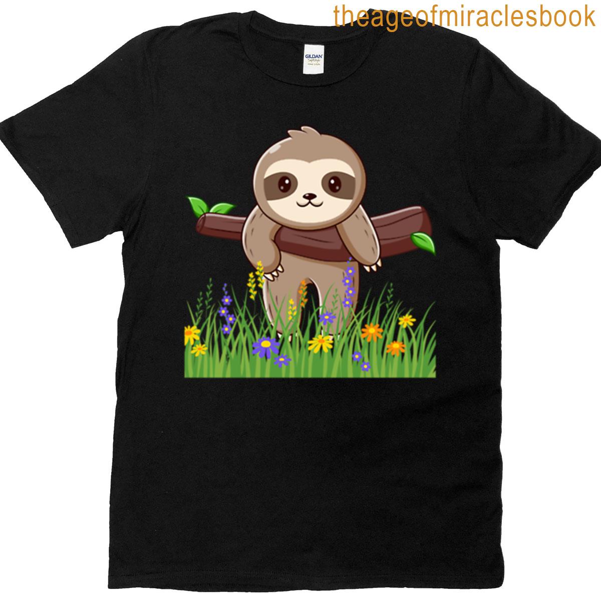Sloth Cartoon Hanging On Branch T-shirt
