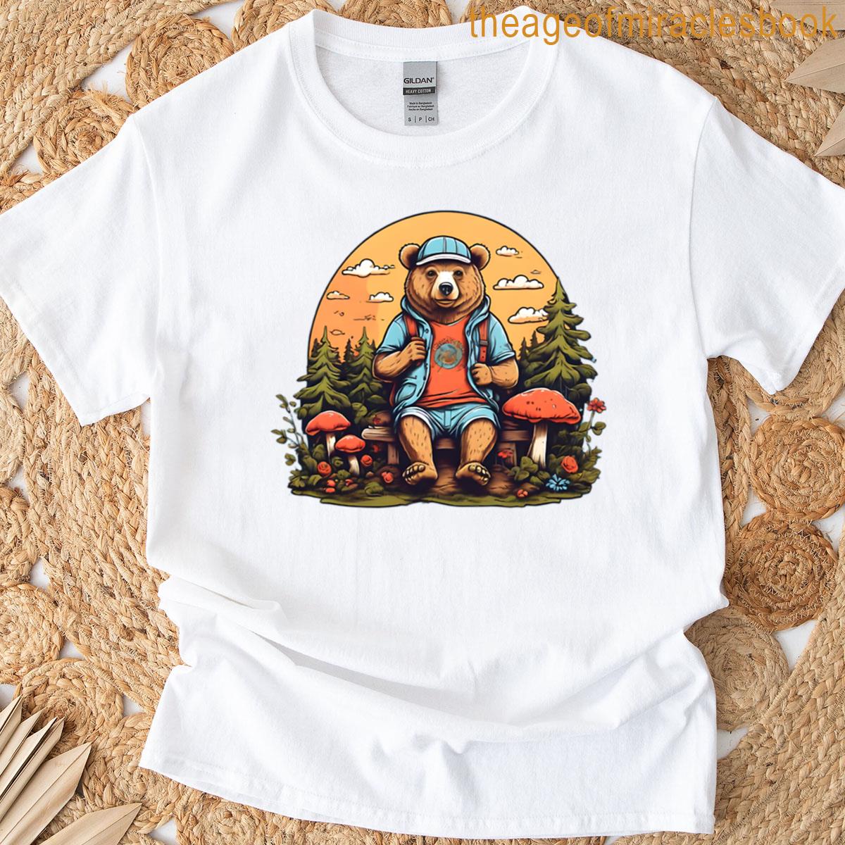 Bear On A Mushroom Picking T-shirt