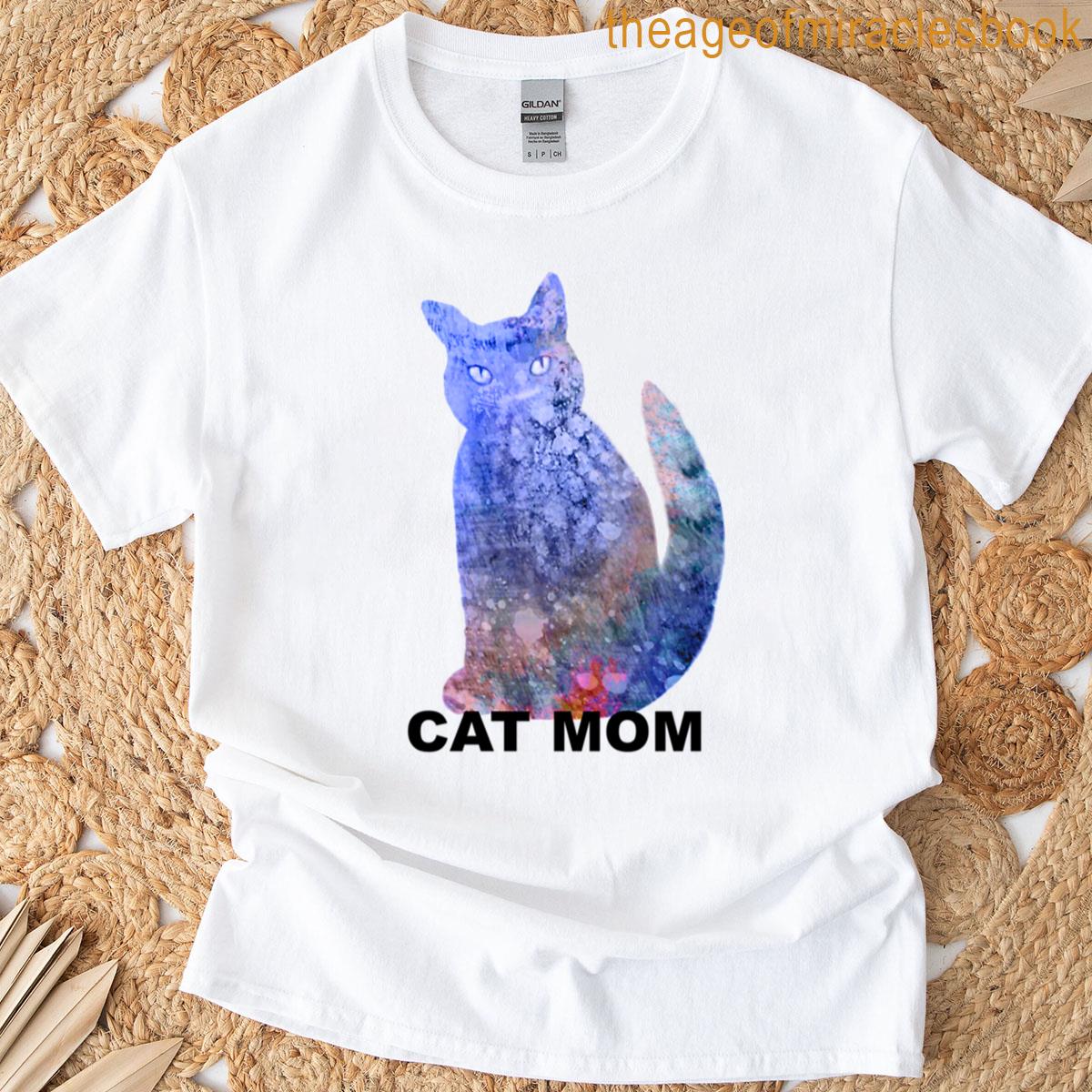 Cat Mom Blue Cat T-shirt