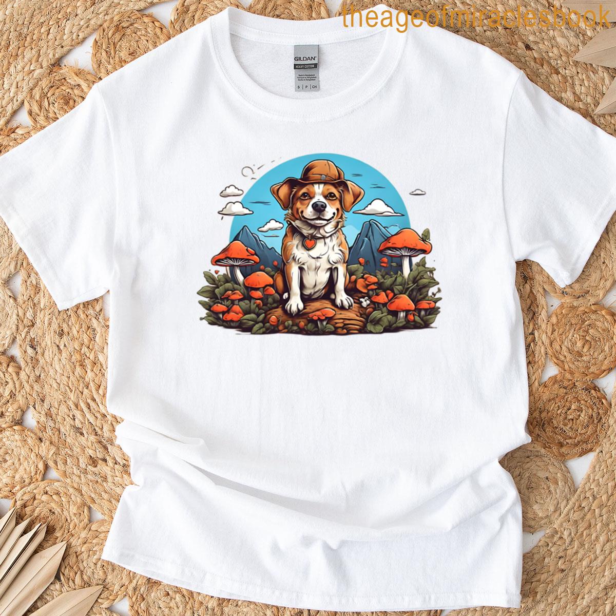 Dog On A Mushroom Picking T-shirt