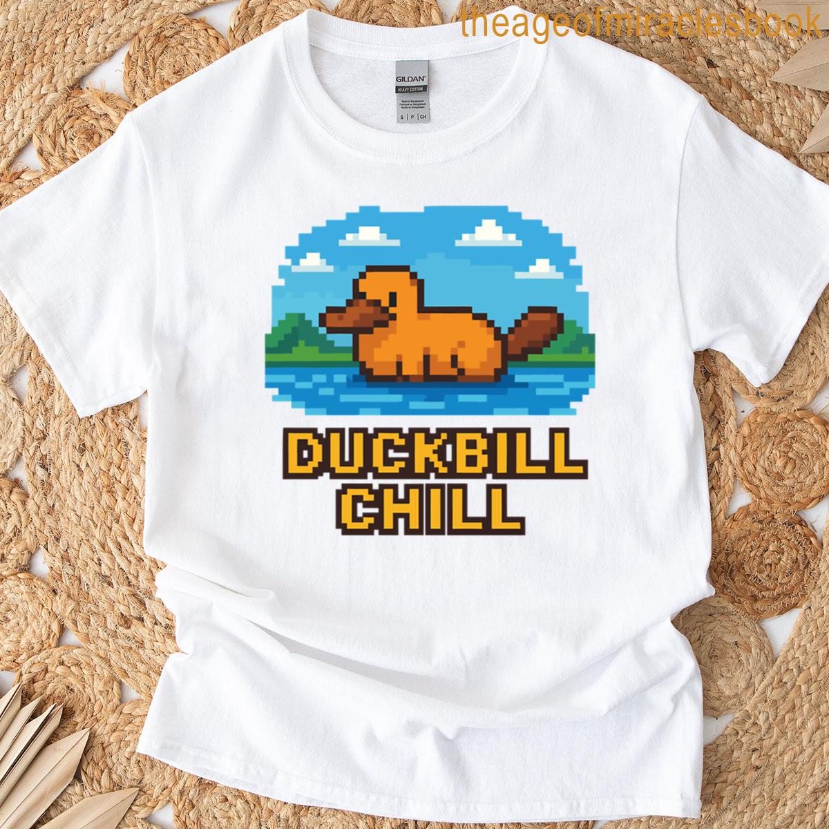 Duckbill Chill Pixel Platypus Floating On River T-shirt