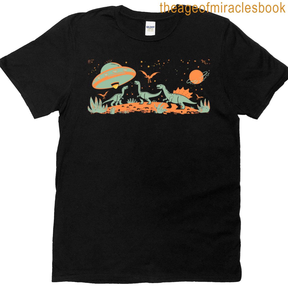 Funny Ufo Alien Abduction Dinosaur T-shirt