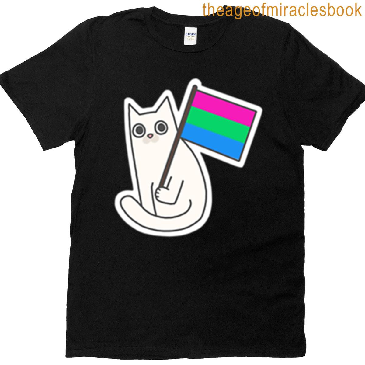 Polysexual Pride Flag White Cat Sticker T-shirt