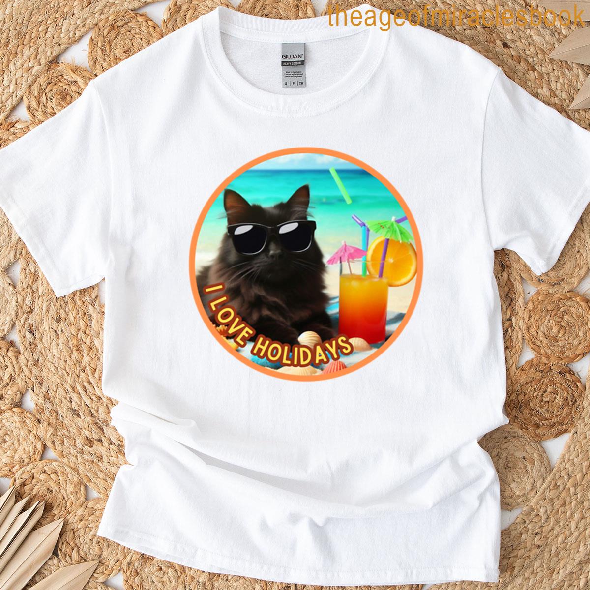 Black Cat On Summer Holidays T-shirt