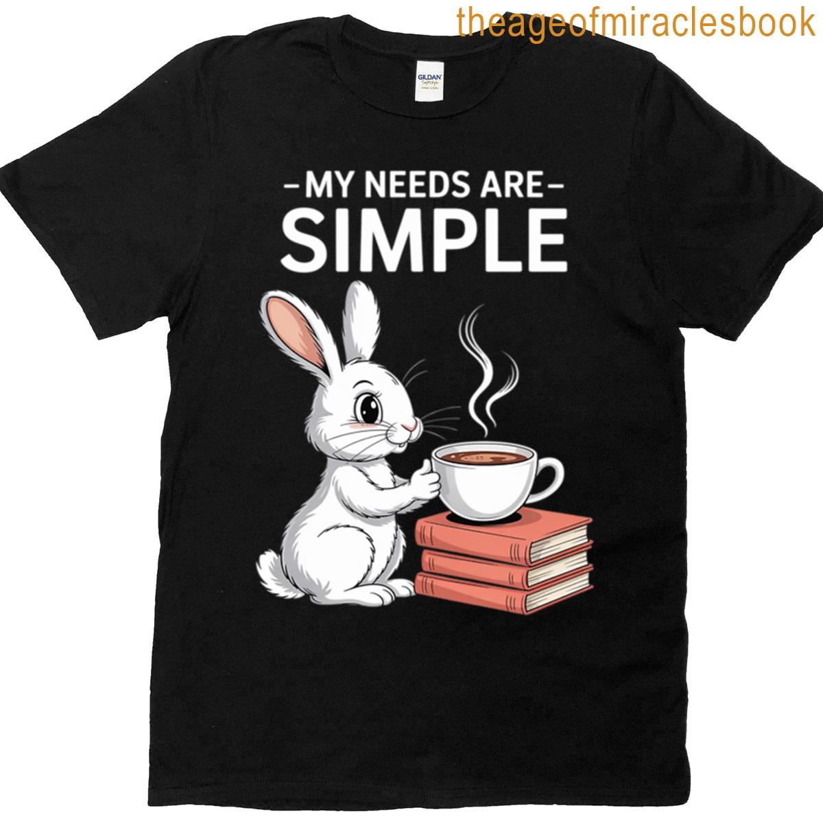 Cute Bunny Coffee Book Lover Rabbit T-shirt