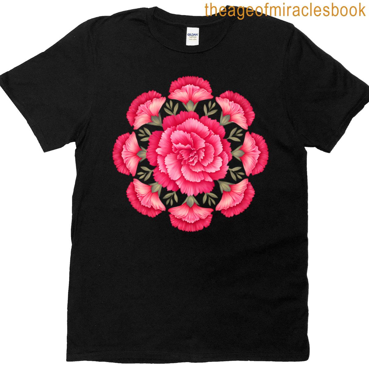 Pink Carnation Mandala T-shirt