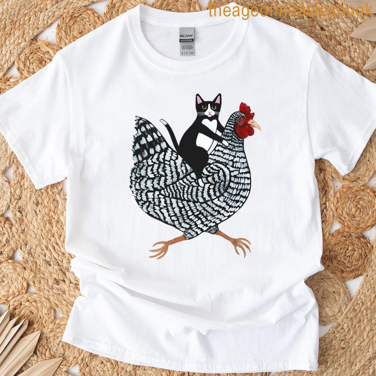 Tuxedo Cat Chicken Ride T-shirt