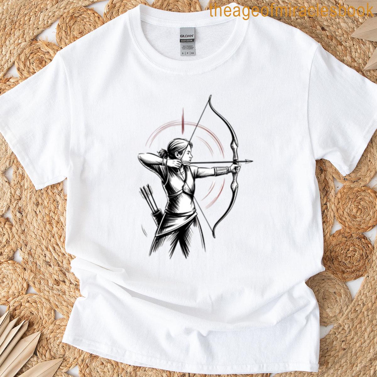 Dynamic Female Archer Aim T-shirt
