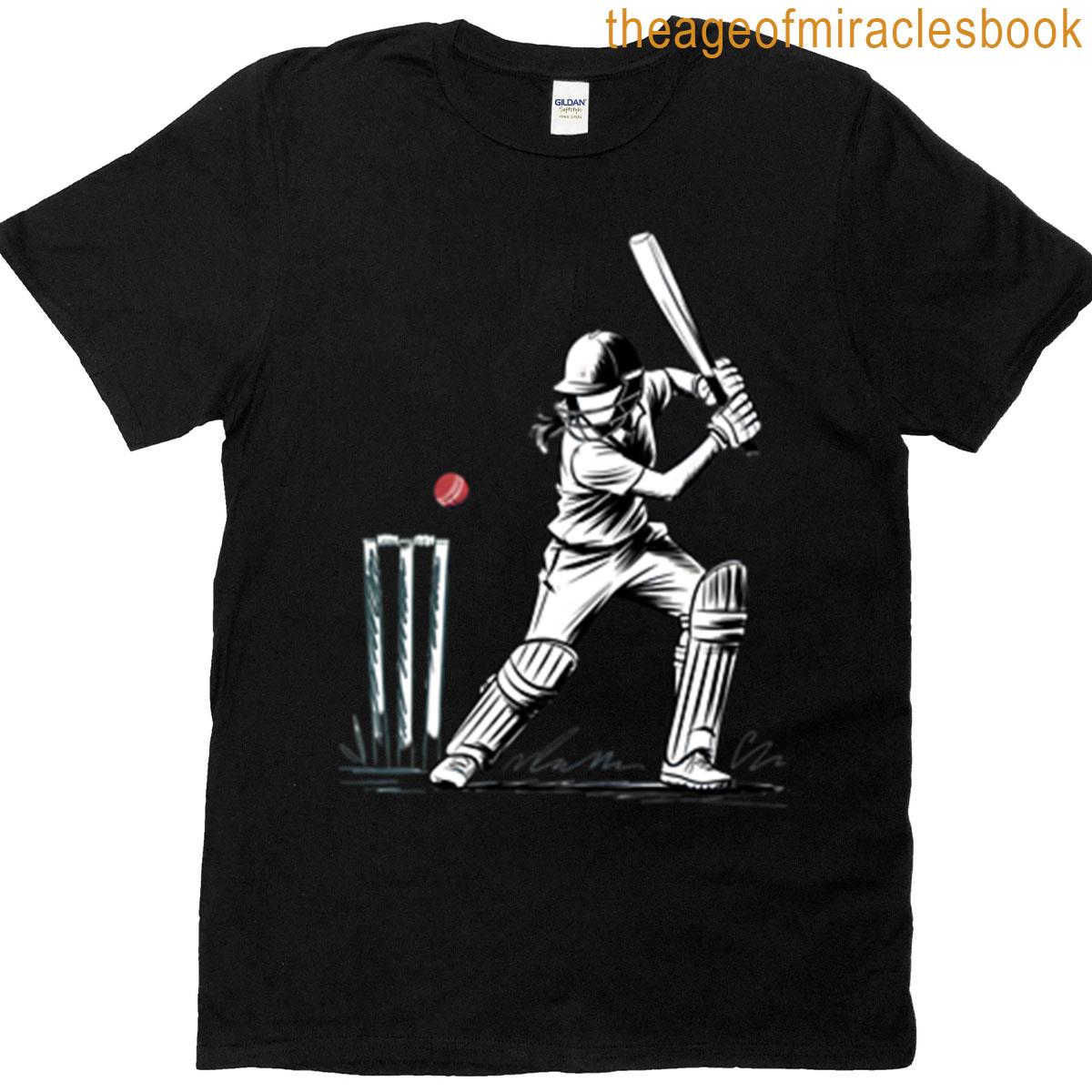 Dynamic Female Cricket Batter T-shirt