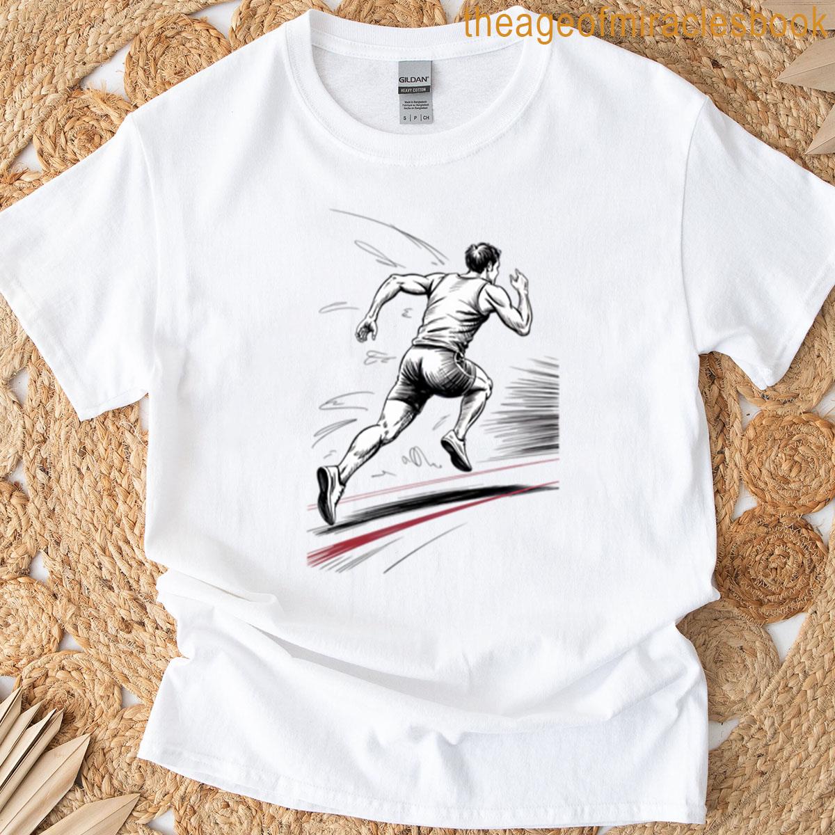 Dynamic Male Sprinter Running T-shirt