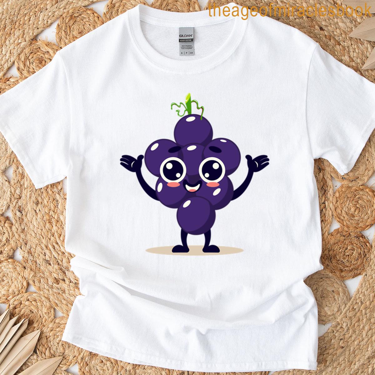 Cute Grape Cartoon Character T-shirt