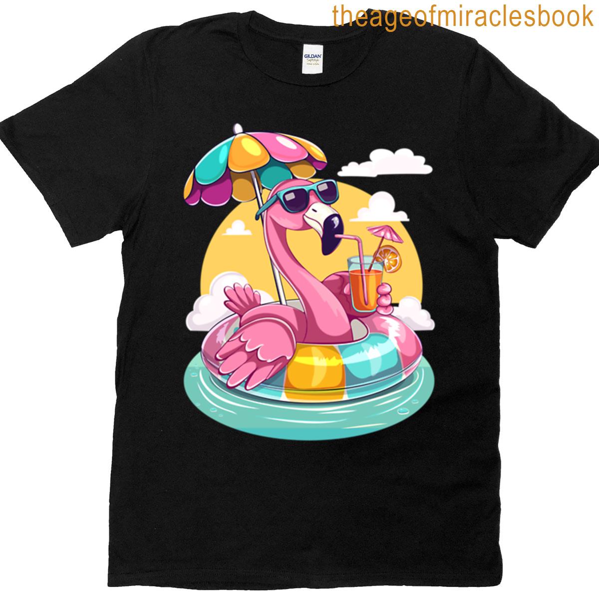Flamingo Floating With Drink Oversized T-shirt