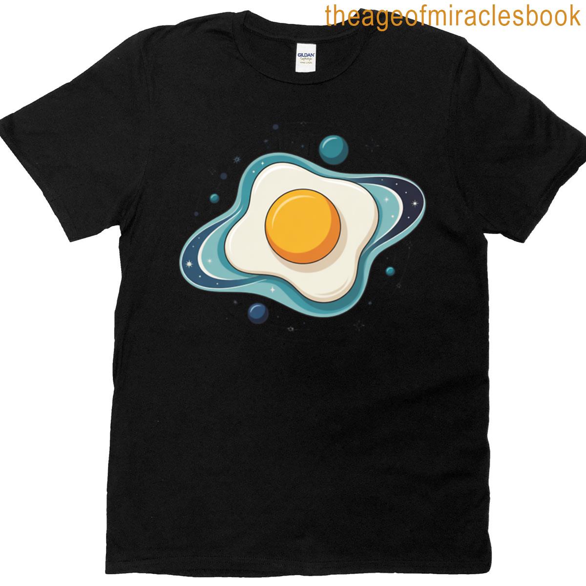 Fried Egg Solar System Playful Space Art T-shirt