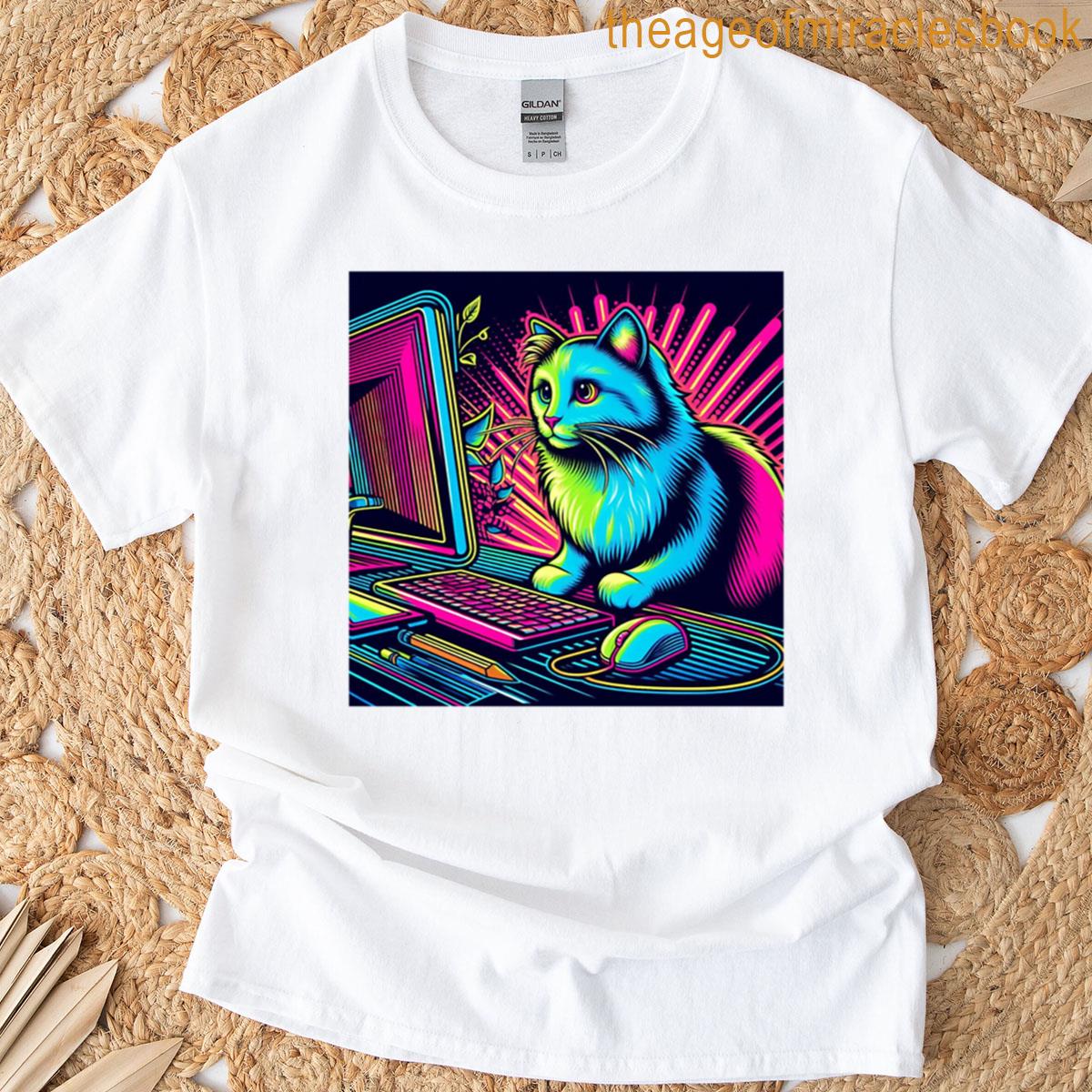Neon Colors With Cute Cat Oversized T-shirt