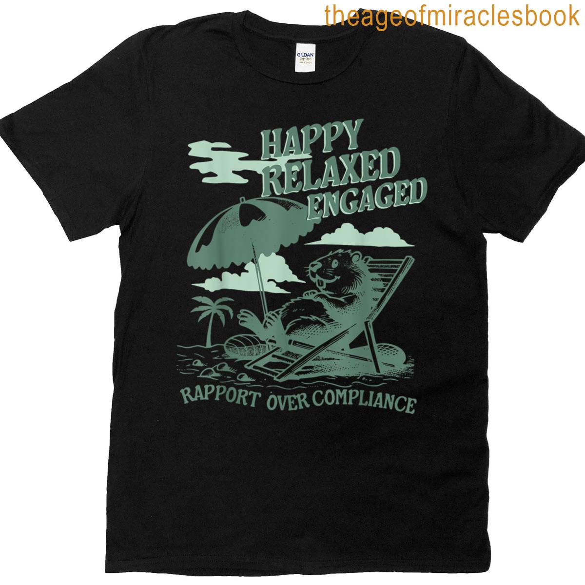 Retro Happy Relaxed Engaged Aba Behavior Analyst Cute Beaver T-shirt