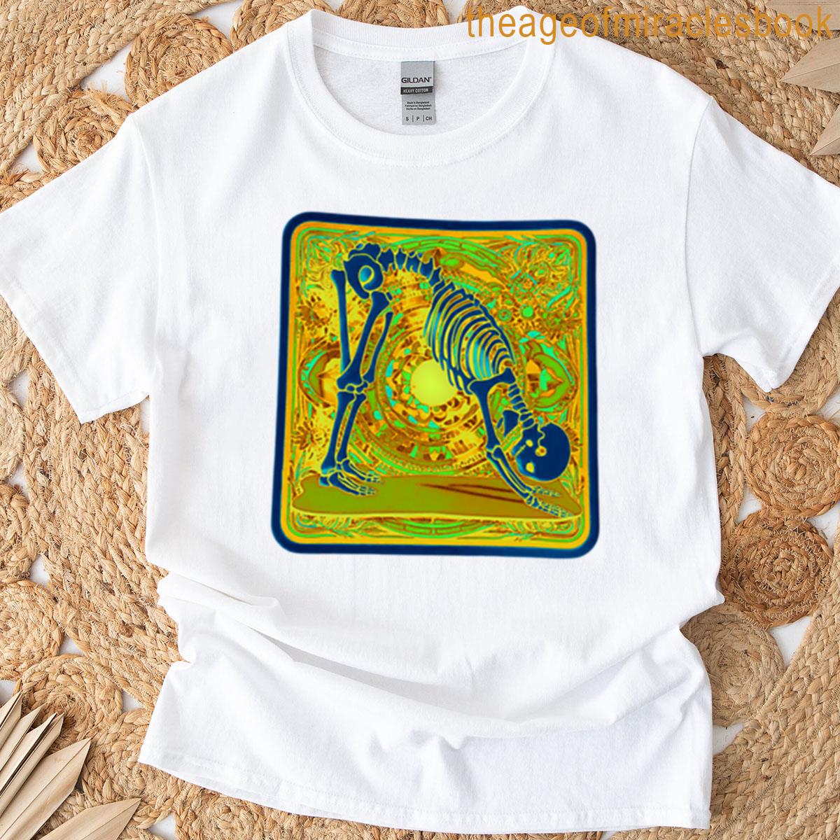 Yogi Skull Doing Downward Dog Trippy Invert Version T-shirt