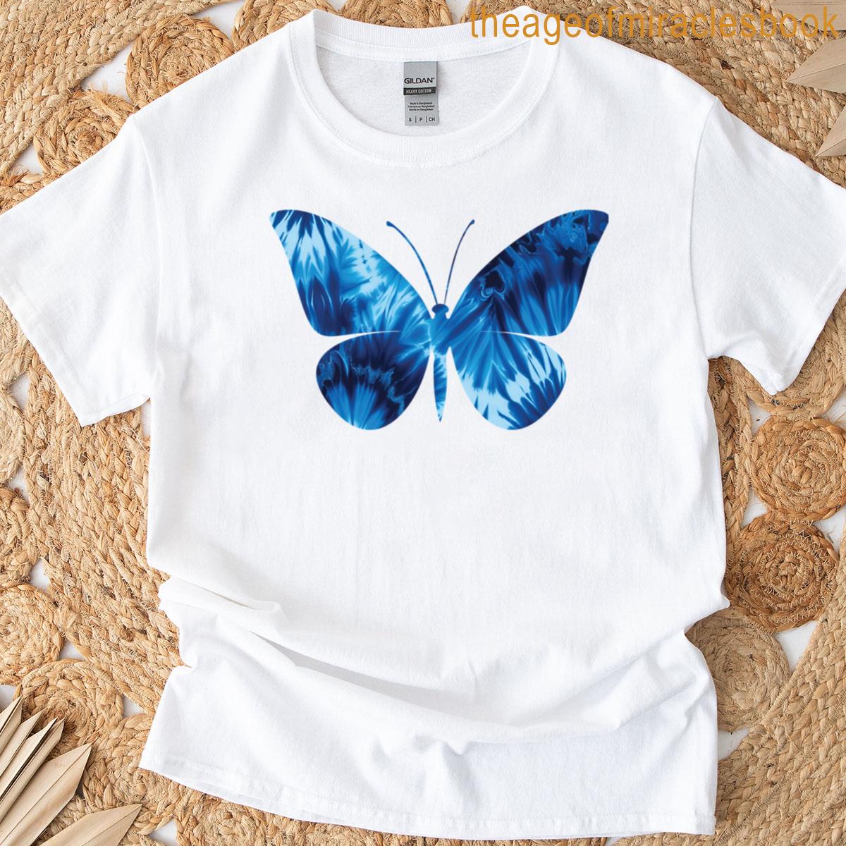A Blue Tie Dye Butterfly T-shirt