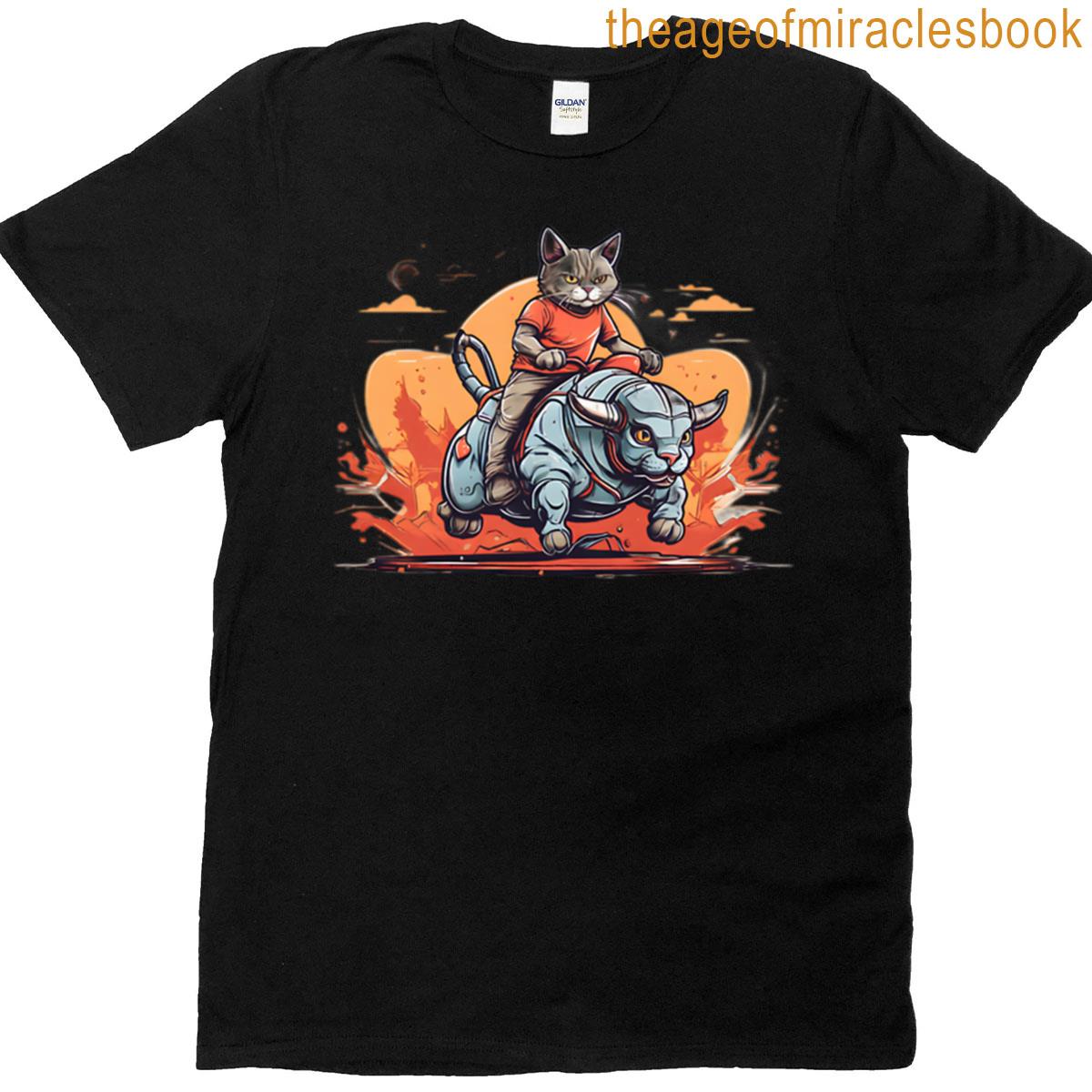 Cat Riding A Mechanical Bull T-shirt