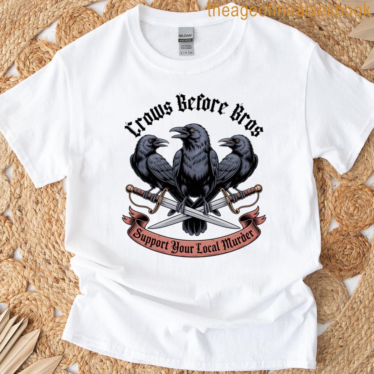 Crows Before Bros Gothic Crow And Sword Crest T-shirt