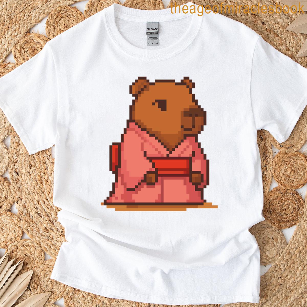 Elegant Capybara Kimono Pixel Character T-shirt
