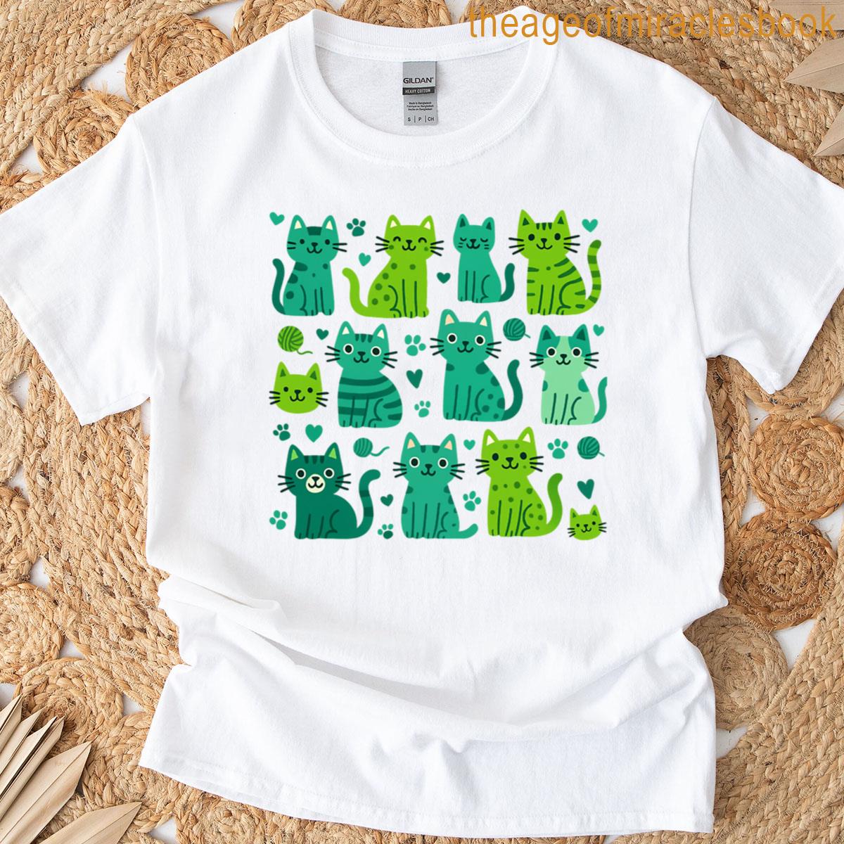 Green Little Cats Oversized T-shirt