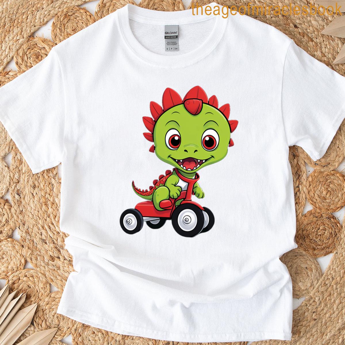 Happy Dinosaur On Tiny Tricycle Oversized T-shirt