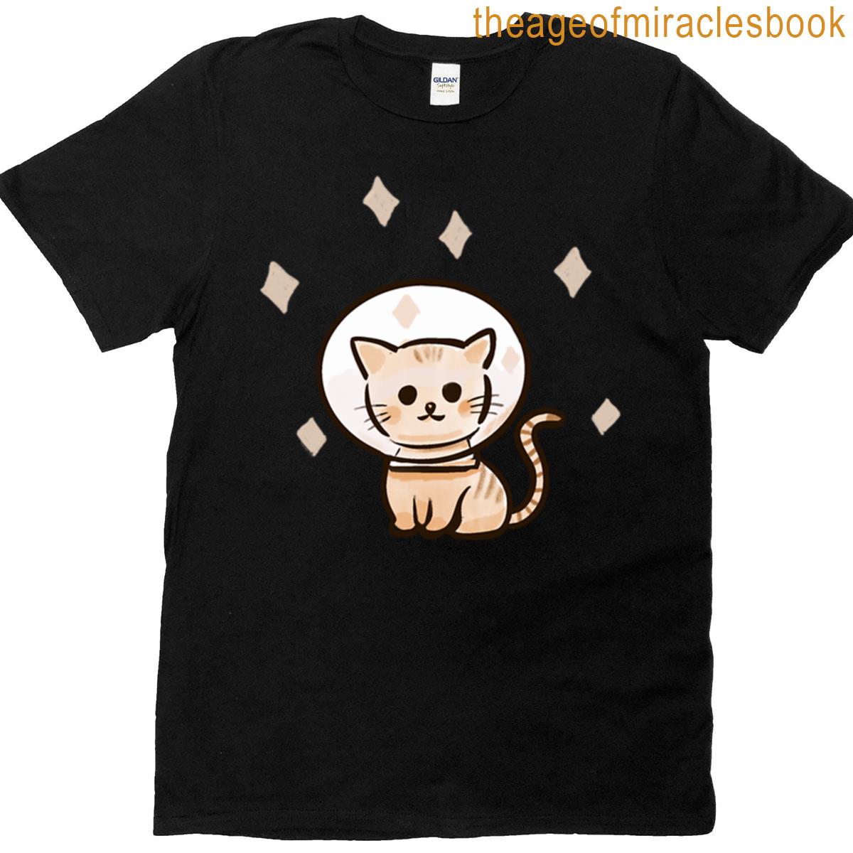 Kawaii Space Cat Illustration T-shirt