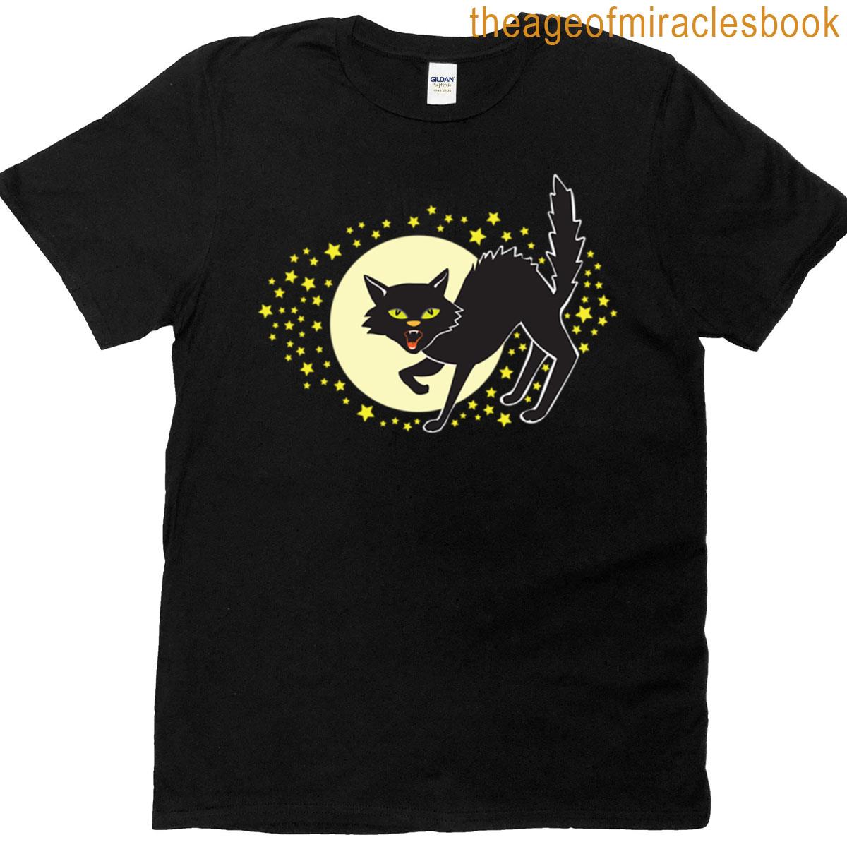 Retro Halloween Black Cat Oversized T-shirt