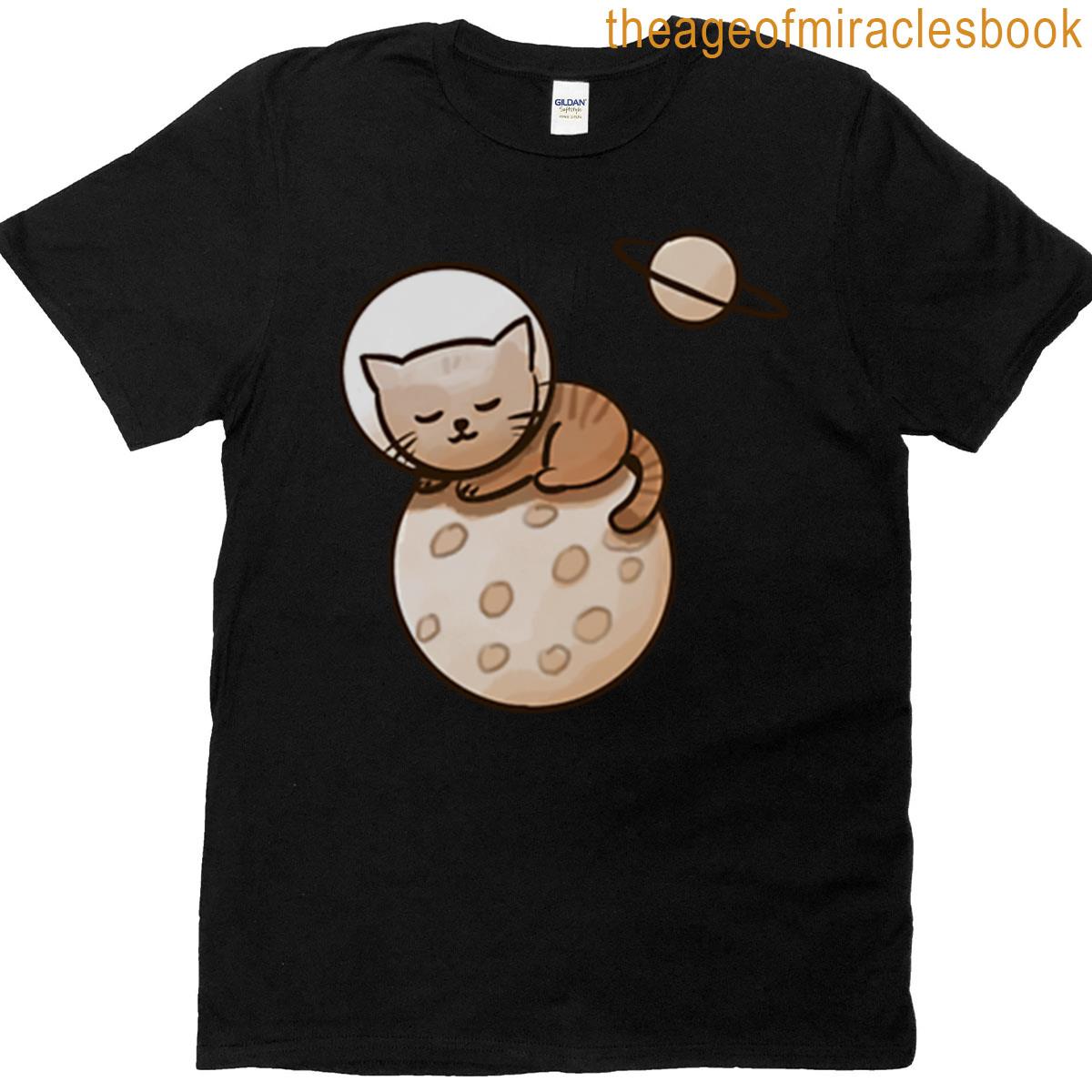 Sleeping Space Cat On The Moon Oversized T-shirt