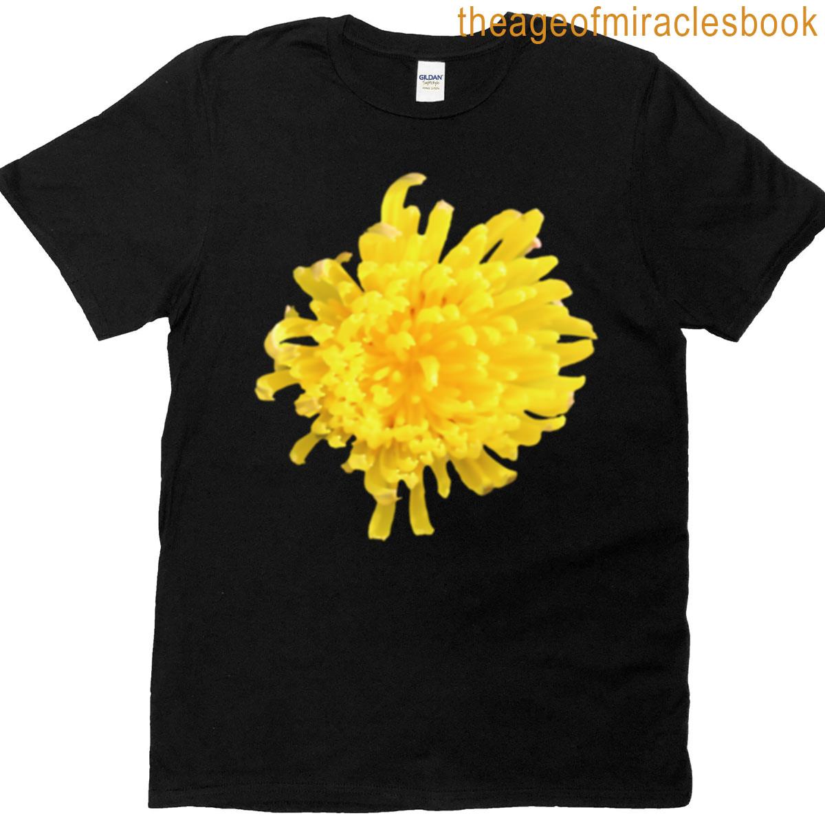 Yellow Dandelion Flower On Blue Pattern T-shirt