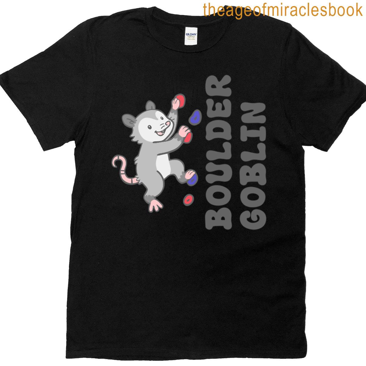 Boulder Goblin Mischievous Climbing Opossum Illustration T-shirt