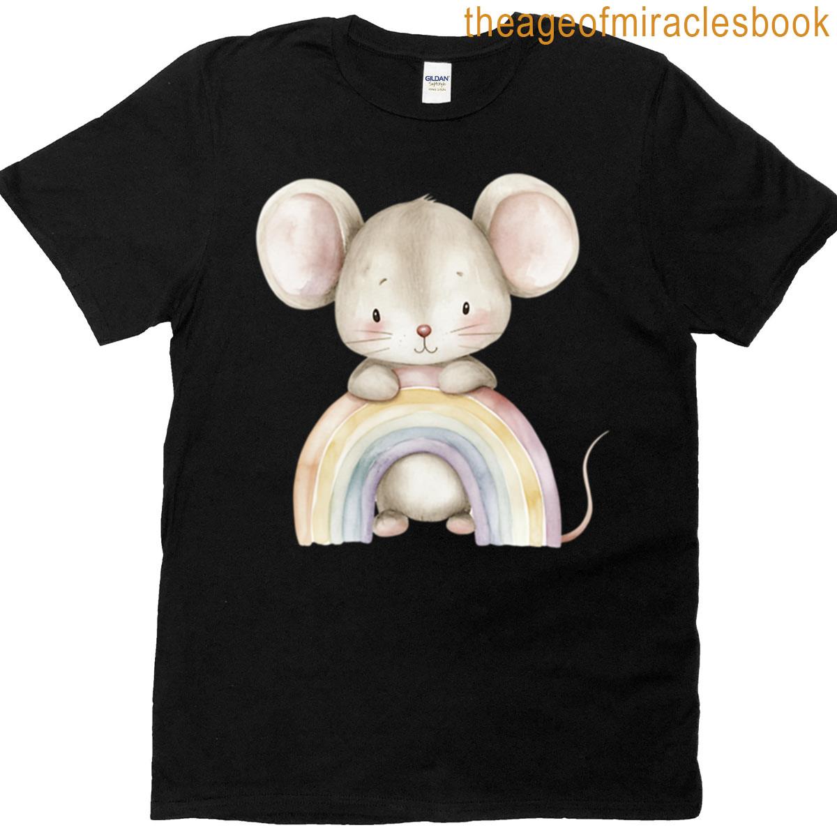 Rainbow Hugger Cute Mouse With A Rainbow T-shirt