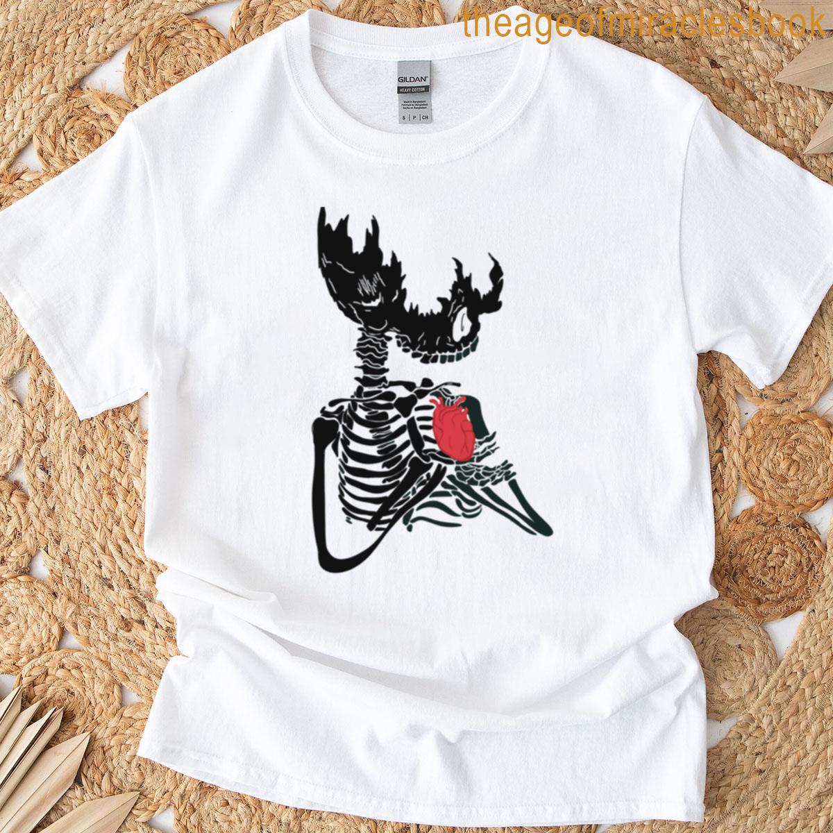 Flaming Skull And Heart Gothic Skeleton T-shirt