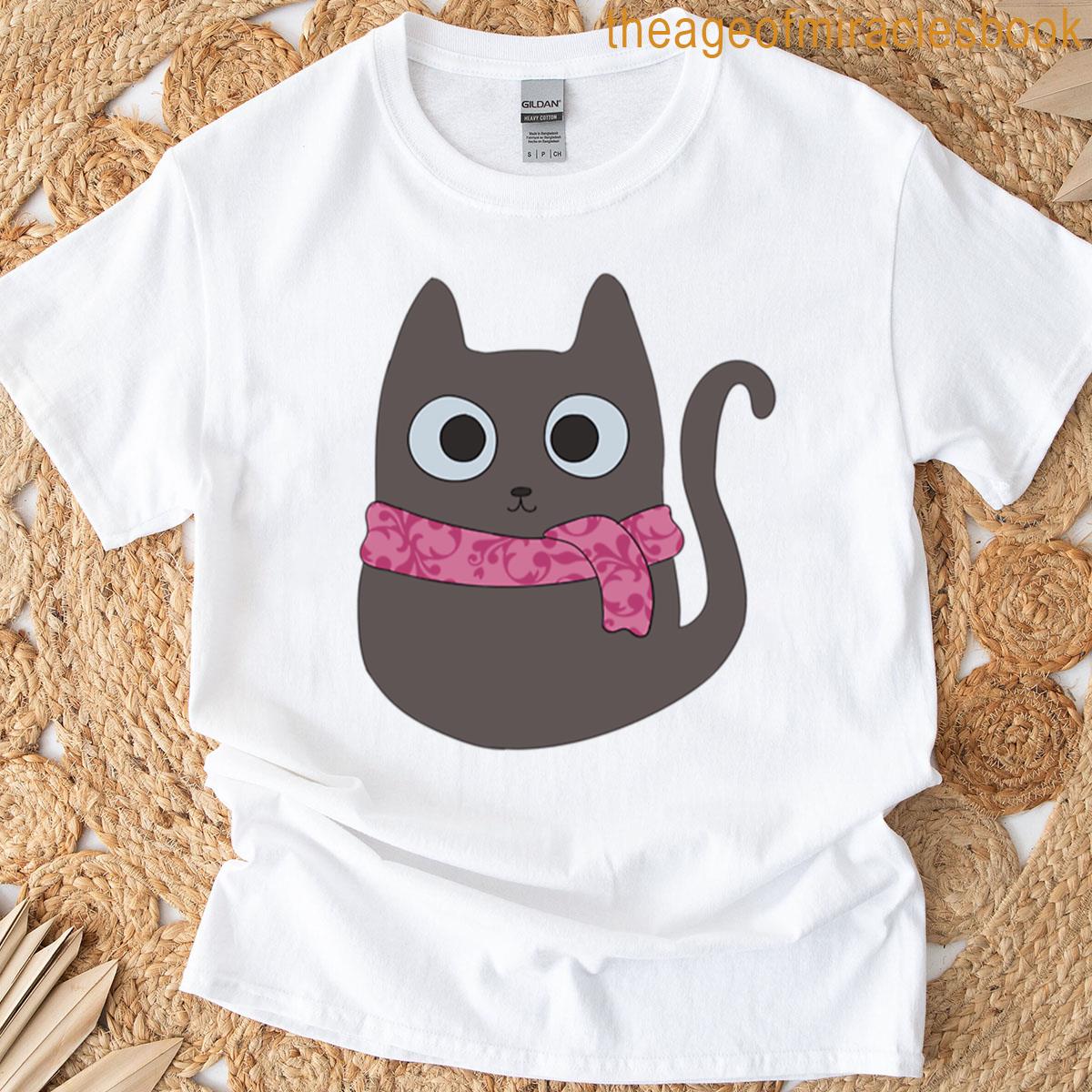 Light Grey Kitty With Pink Scarf T-shirt