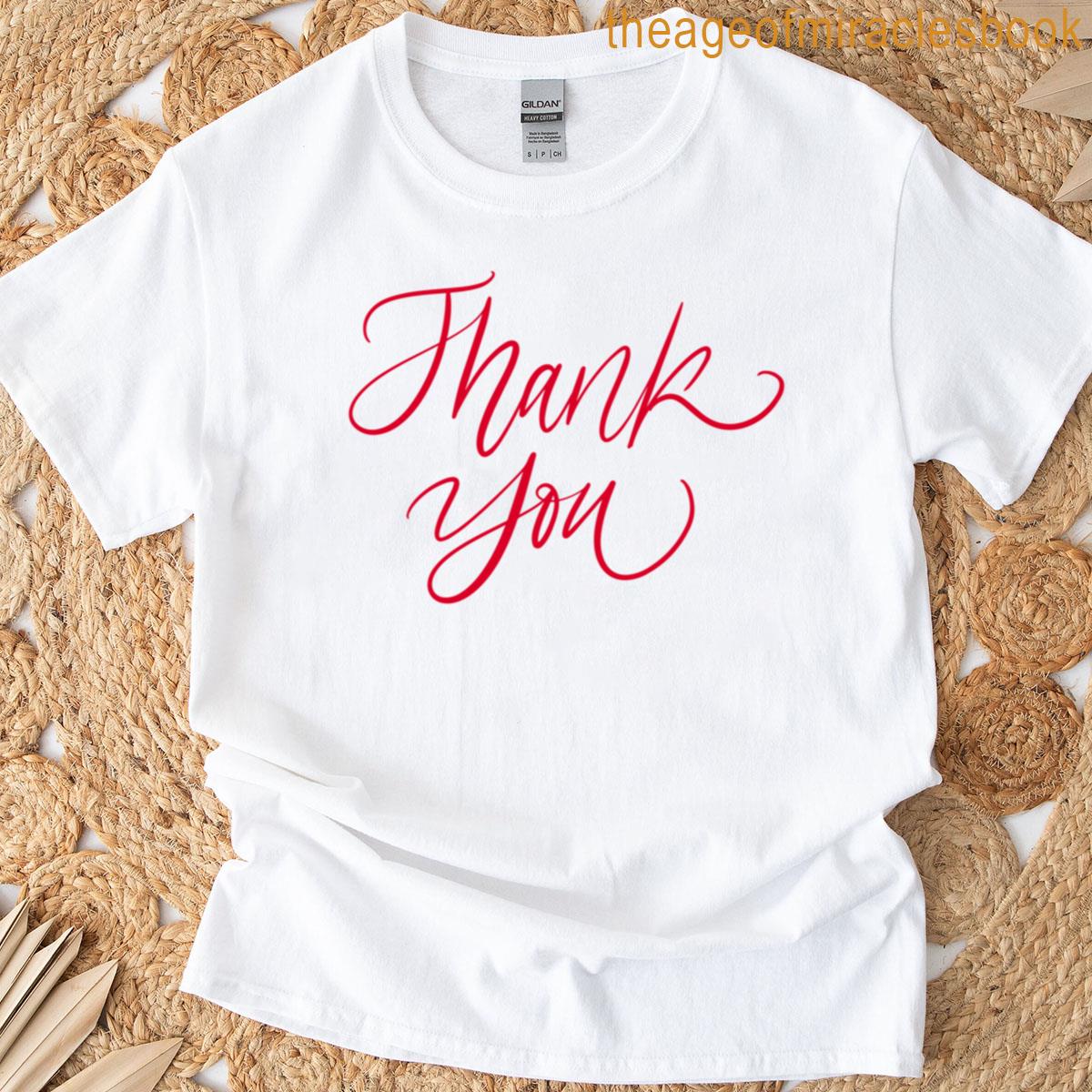 Thank You Red Tile Pink T-shirt