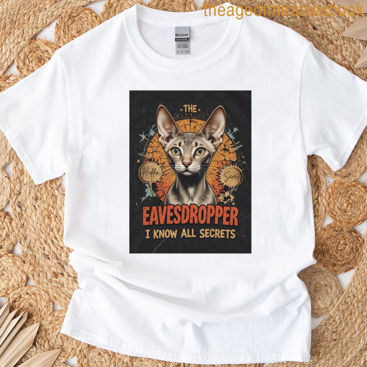 The Eavesdropper Funny Cornish Rex Cat 90s Bootleg Tee T-shirt