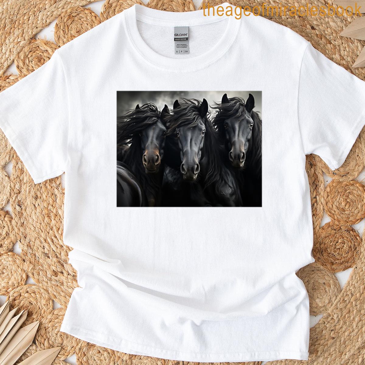 Three Black Horse Stallions T-shirt